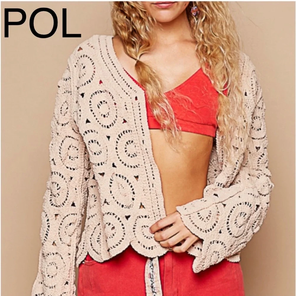 BP20🌟POL perfection in v-beck long sleeve cardi-stonewashed w/open embro… - Picture 9 of 11